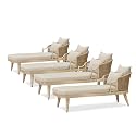 PURPLE LEAF Patio Chaise Lounge Set of 4 with Arms & Cushion, Light Oak