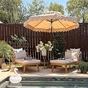 PURPLE LEAF Patio Chaise Lounge Set of 2 with Soft Cushion, Teak
