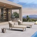 PURPLE LEAF Patio Chaise Lounge Set of 2 with Soft Cushion, Champagne