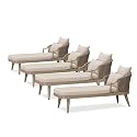 PURPLE LEAF Patio Chaise Lounge Set of 4 with Soft Cushion, Champagne