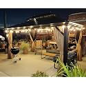 PURPLE LEAF Patio Hardtop Gazebo 10' x 14' Bronze 4.7" Wide Frame Khaki LED