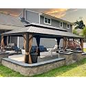 PURPLE LEAF Patio Hardtop Gazebo 12' x 26' Bronze Frame Double Roof Khaki