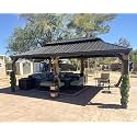 PURPLE LEAF Patio Hardtop Gazebo 13' x 20' Bronze Frame Double Roof Khaki