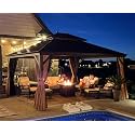 PURPLE LEAF Patio Hardtop Gazebo 13' x 15' Aluminum 4.7" Wide Frame LED