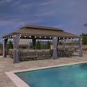 PURPLE LEAF Patio Hardtop Gazebo 14' x 24' Wide Aluminum Frame Navy Blue