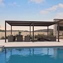 PURPLE LEAF Patio Louvered Pergola 13' x 20' Retractable Shade Cover Bronze