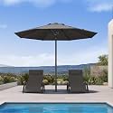 PURPLE LEAF Patio Market Umbrella 10' Outdoor Semi-Auto Easy Opening, Gray