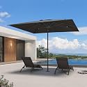 PURPLE LEAF Patio Market Umbrella 10' x 10' Upgrade Fabric Gray Outdoor