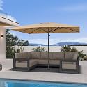 PURPLE LEAF Patio Market Umbrella 11' x 11' Thicken Aluminum Pole, Beige