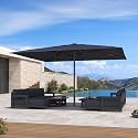PURPLE LEAF Patio Market Umbrella 13' x 16' Thicken Aluminum Pole Navy Blue