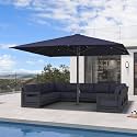 PURPLE LEAF Patio Market Umbrella 13' x 13' Thicken Aluminum Pole Navy Blue