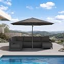 PURPLE LEAF Patio Market Umbrella 13' Thicken Aluminum Pole Gray Outdoor