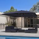 PURPLE LEAF Patio Market Umbrella 16' x 16' Thicken Aluminum Pole Navy Blue