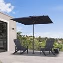 PURPLE LEAF Patio Market Umbrella 8' x 8' Semi-Auto Easy Opening Navy Blue