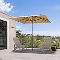 PURPLE LEAF Patio Market Umbrella 8' x 8' Semi-Auto Easy Opening, Beige