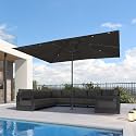 PURPLE LEAF Patio Market Umbrella 9' x 12' Upgrade Fabric Gray Outdoor Lawn