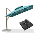 PURPLE LEAF Pool Umbrella With Base 10 FT Double-Vented Canopy, Turquoise