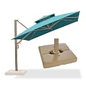 PURPLE LEAF Pool Umbrella With Base 10 FT Double-Vented Canopy Turquoise