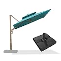 PURPLE LEAF Pool Umbrella With Base 8 FT Double-Vented Canopy, Turquoise