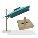 PURPLE LEAF Pool Umbrella With Base 9'x12' Rectangle Wind-Ready Turquoise