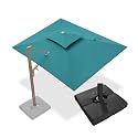 PURPLE LEAF Pool Umbrella With Base 9'x12' Rectangle Wind-Ready, Turquoise