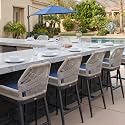 PURPLE LEAF Tall Bar Stools Set of 2 Navy Blue Sunbrella Cushion, Dark Grey