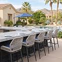 PURPLE LEAF Tall Bar Stools Set of 4 Navy Blue Sunbrella Cushion, Dark Grey