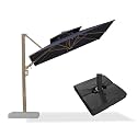 PURPLE LEAF Umbrella Outdoor Patio With Base 8 FT Aluminum Frame, Navy Blue