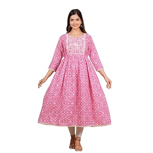 purple sky Womens Cotton Blend Printed Anarkari