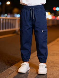 purple united kids regular fit boys dark blue trousers