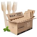 PURPLECLAY Bulk Wooden Disposable Forks 2000 Pieces, FSC Certified Birchwood Compostable Forks, Eco Friendly Plastic Free Wood Cutlery for Restaurants, Catering, Schools, Bamboo Forks Alternative