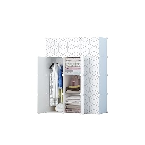 purpleheart 12 door 12 shelf plastic pc collapsible wardrobe finish color - white
