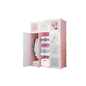 purpleheart 12-door-12-shelf carbon steel collapsible wardrobe finish color - white