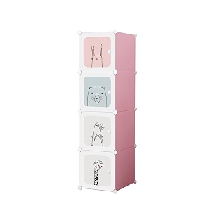 purpleheart 4-door 4-shelf plastic pc collapsible wardrobe finish color - white