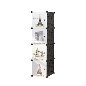 purpleheart 4-door 4-shelf plastic pc collapsible wardrobe finish color - white