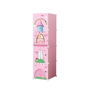 purpleheart 4-door 4-shelf plastic pc collapsible wardrobe finish color - pink