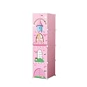 PurpleHeart 4-Door 4-Shelf Plastic PC Collapsible Wardrobe (Finish Color - Pink