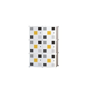 purpleheart 6-door 6-shelf plastic pc collapsible wardrobe finish color - multicolor