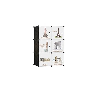 purpleheart 6-door 6-shelf plastic pc collapsible wardrobe finish color - white