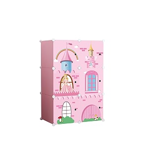 purpleheart 6-door 6-shelf plastic pc collapsible wardrobe finish color - pink