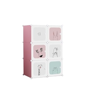 purpleheart 6-door 6-shelf plastic pc collapsible wardrobe finish color - white