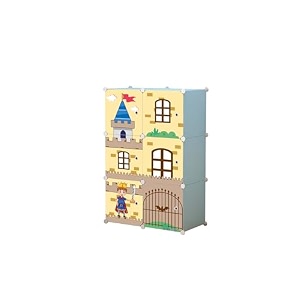 purpleheart 6-door 6-shelf plastic pc collapsible wardrobe finish color - sky blue
