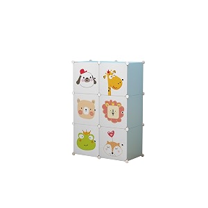 purpleheart gibi 6-door 6-shelf plastic pc collapsible wardrobe finish color - white
