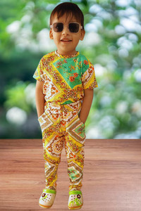 purplesky baby boys casual t-shirt track pants yellow