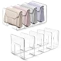 Purse Organizer for Closet, Acrylic Clear Purse Storage Organizers, 2 PCS Different Size Handbag Divider Holder, 4 Sections Purse Shelf for Closet Organization