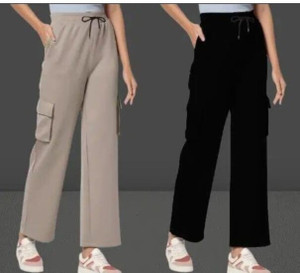 Purser Loose Fit Women Beige Black Trousers