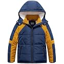 Pursky Boy's Warm Winter Coat Water Resistant Sherpa Outerwear Puffer Jackets With Removable Furry Hood