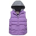 Pursky Girl's and Boy's Warm Puffer Vest Coat Water Resistant Sleeveless Jacket With Detachable Hood for 6-14Y