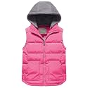 Pursky Girl's and Boy's Warm Puffer Vest Coat Water Resistant Sleeveless Jacket With Detachable Hood for 6-14Y