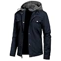 Pursky Men's Canvas Cotton Military Casual Field Jacket Outerwear With Removable Hood